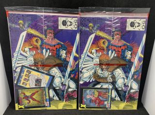 X - Force 1 Two Copies Deadpool,  Sunspot Gideon Trading Card Negative Upc