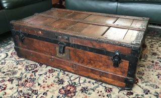 Nathan Neat Co Antique Steamer Trunk,  Wood & Rod Iron 1822 - 1847,  36 x 22 x 12 2