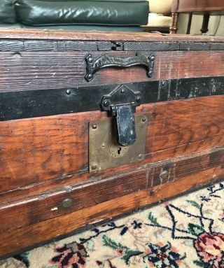 Nathan Neat Co Antique Steamer Trunk,  Wood & Rod Iron 1822 - 1847,  36 x 22 x 12 3