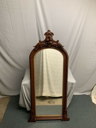 Antique Large Victorian Walnut Wood Wall Mirror 1800 