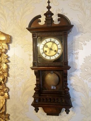 Antique Vienna Regulator Wall Clock Spring Driven By Hac For Restoration.