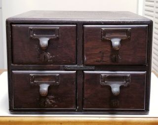 Antique Library Bureau Solemakers Oak Card Index File Cabinet
