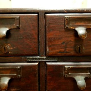Antique Library Bureau SoleMakers Oak Card Index File Cabinet 2