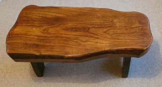 Large Rare Mid - Century Vintage Heavy Solid Oak Rustic Footstool Bench 62cm Vgc