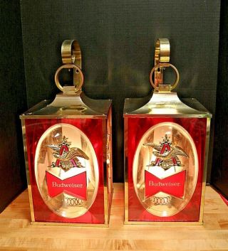 Vintage 1968 Budweiser Wall Lamps Sconce Lights With Brackets
