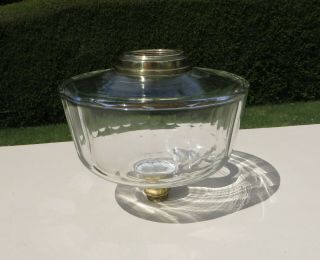 Vintage/antique Clear Faceted Cut Glass Oil Lamp Font/fount,  Duplex Screw Collar