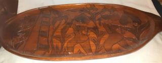 Vintage Wooden Hand Carved Reversible Tray / Platter / Serving Tray (pb)