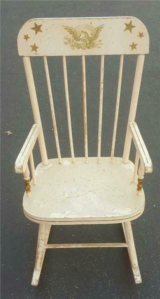 Fabulous Child Size Solid Wood Rocking Chair - Gdc - Needs Tlc - Vintage Chair
