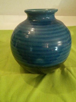Pottery Vase Hand Crafted Blue Brown Ceramics Glaze Drip Made in Vietnam Flower 2