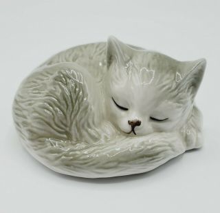 Danbury Cats Of Character Good Night Figurine Grey Cat Sleeping
