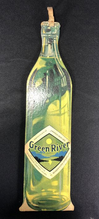 Vintage 1920 Green River Soda Cardboard Sign By Schoenhofen Company,  Chicago 16”
