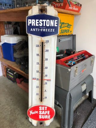 Vintage,  1950’s Prestone Porcelain Thermometer,  36 " X 9 ",  No Tube