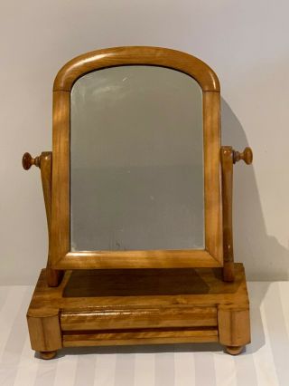 Victorian Antique Dressing Table Swing Mirror With Drawer