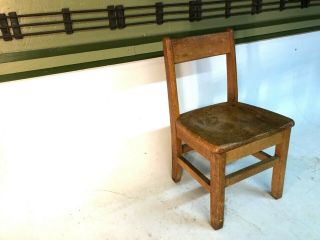 Vintage Mid Century Solid Oak Child Youth Student School Classroom Chair Seat