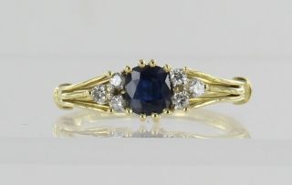 18ct Sapphire And Diamond Vintage Art Deco Ring.  Not Scrap Gold Ref 131 Nr99p