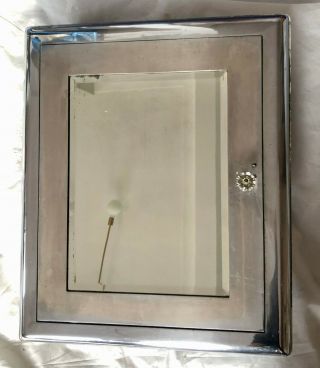 Vintage Antique Industrial Recessed Metal Medicine Cabinet Beveled Mirror Bath