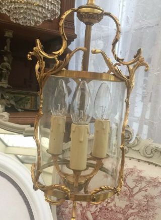 Antique Vintage French Lantern Brass Light Lovely Shape
