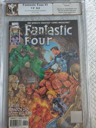 Fantastic Four 1 (1996) Pgx 8.  0 Wizard Authenticated Jim Lee Signed Variant