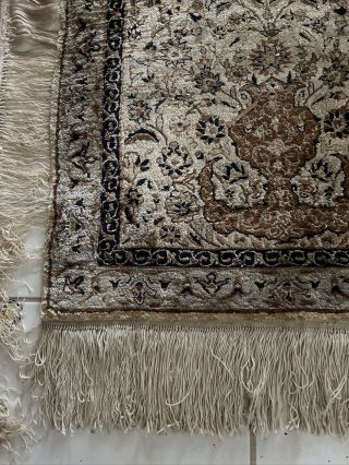 Vintage 2/3 Hand Knotted Wool And Silk Rug Approx.  250 KPSI 2