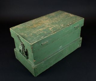 Antique Primitive Small Wood Carpenter ' s Chest Trunk Tool Box Vintage 3