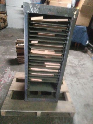 Hamilton Letterpress Printing Galley Cabinet With Trays 39tx20dx15w