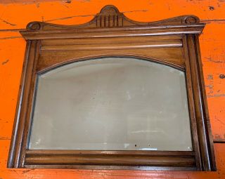 Antique Carved Wooden Edwardian 1910s Mirror Overmantle Hall Bedroom