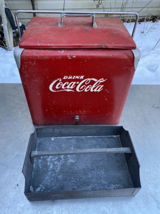 Vintage Metal Coca Cola Cooler Bottle Opener Pop Coke 1950s Tray Insert Sign