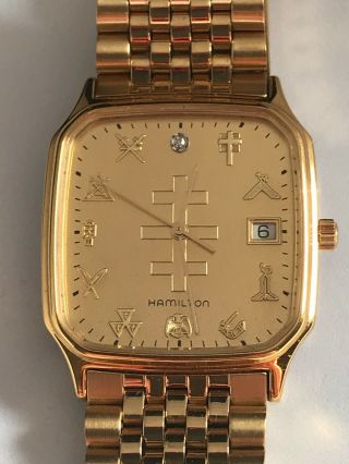 Vintage Hamilton 8452 Masonic Quartz Men’s Watch W/diamond