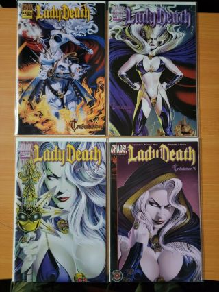 Lady Death Tribulation 1 - 4 Complete Set Run Near Nm 2000 Chaos Comics