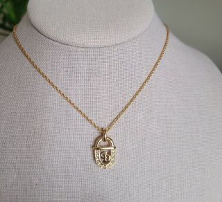 Vintage Signed C Dior 14k Gold Plated Necklace W/ Austrian Crystal 13