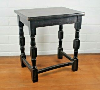 Antique Vintage Dark Wood Lamp Table Occasional Side Table Square