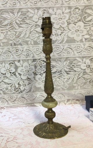 Vintage Art Deco Brass Table Lamp Base With Onyx Detail