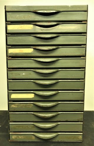 Vintage Industrial Parts Cabinet Hardware Equipto Usa Made 12 Drawers W/ Divider