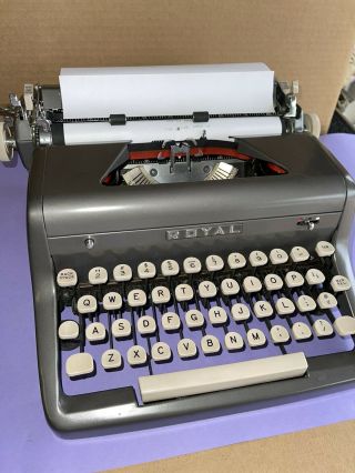 Vintage Royal Quiet Deluxe Portable Typewriter White Keys Magic Margin