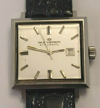 Vintage Swiss Made Bucherer Automatic Watch Stainless Steel Waterproof