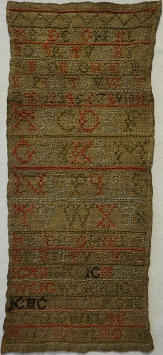 Late 18th Century Alphabet Sampler By Agnes Caldwell Aged 11 - 1792