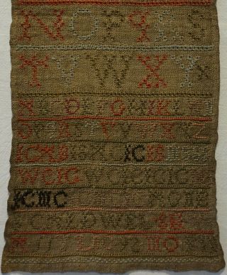 LATE 18TH CENTURY ALPHABET SAMPLER BY AGNES CALDWELL AGED 11 - 1792 3