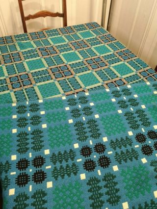 Vintage Welsh Wool Blanket Throw Double - Sided.  (very Large)