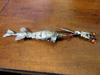 Vintage Tupu Pin Bolivia Articulated 900 Silver Fish Connect To A Shawl Pin