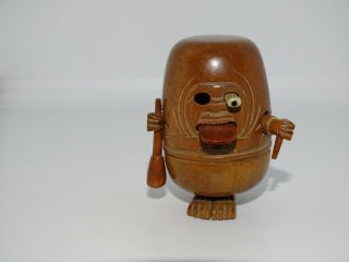 Vintage Japanese Carved Wooden Kobe Kobi Toy Figure With Pop Eye And Tongue