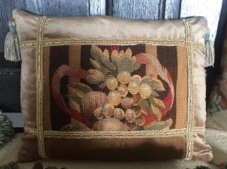 Fabulous French Antique 18th/19th C.  Aubusson Tapestry Fragment Cushion/pillow