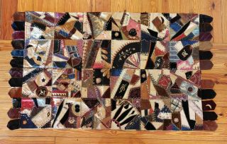 Antique Crazy Quilt Pre - 1930 38 Inches X 64 Inches