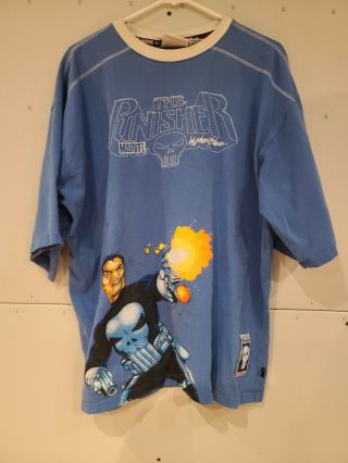 Marvel Vs Johnny Blaze The Punisher Embroidered Shirt Xl Rare Big Logo Hip Hop