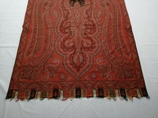 Antique French Paisley Kashmir Shawl Woolen Multi Color 328x157cm 2