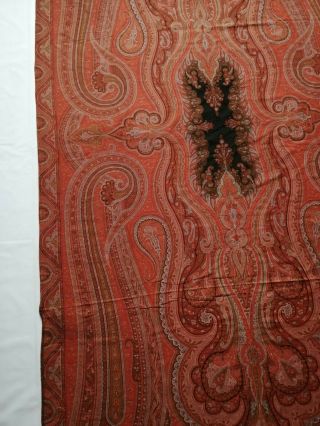 Antique French Paisley Kashmir Shawl Woolen Multi Color 328x157cm 5