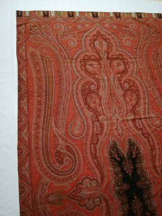 Antique French Paisley Kashmir Shawl Woolen Multi Color 328x157cm 6