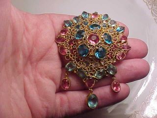 Vintage By Robert Multi - Color Rhinestone Pin / Brooch /pendant