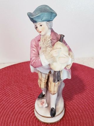 Vintage Norleans Colonial Man Figurine With Lace 7.  5 "