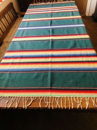 Vintage Mexican Southwestern Saltillo Serape Blanket Rug 95 X 60