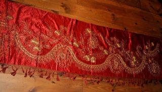 Chinese Silk Gold Thread Embroidered Tapestry Textile Shawl Altar Cloth Persian